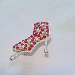 Pink Rhinestone High Heel Barette